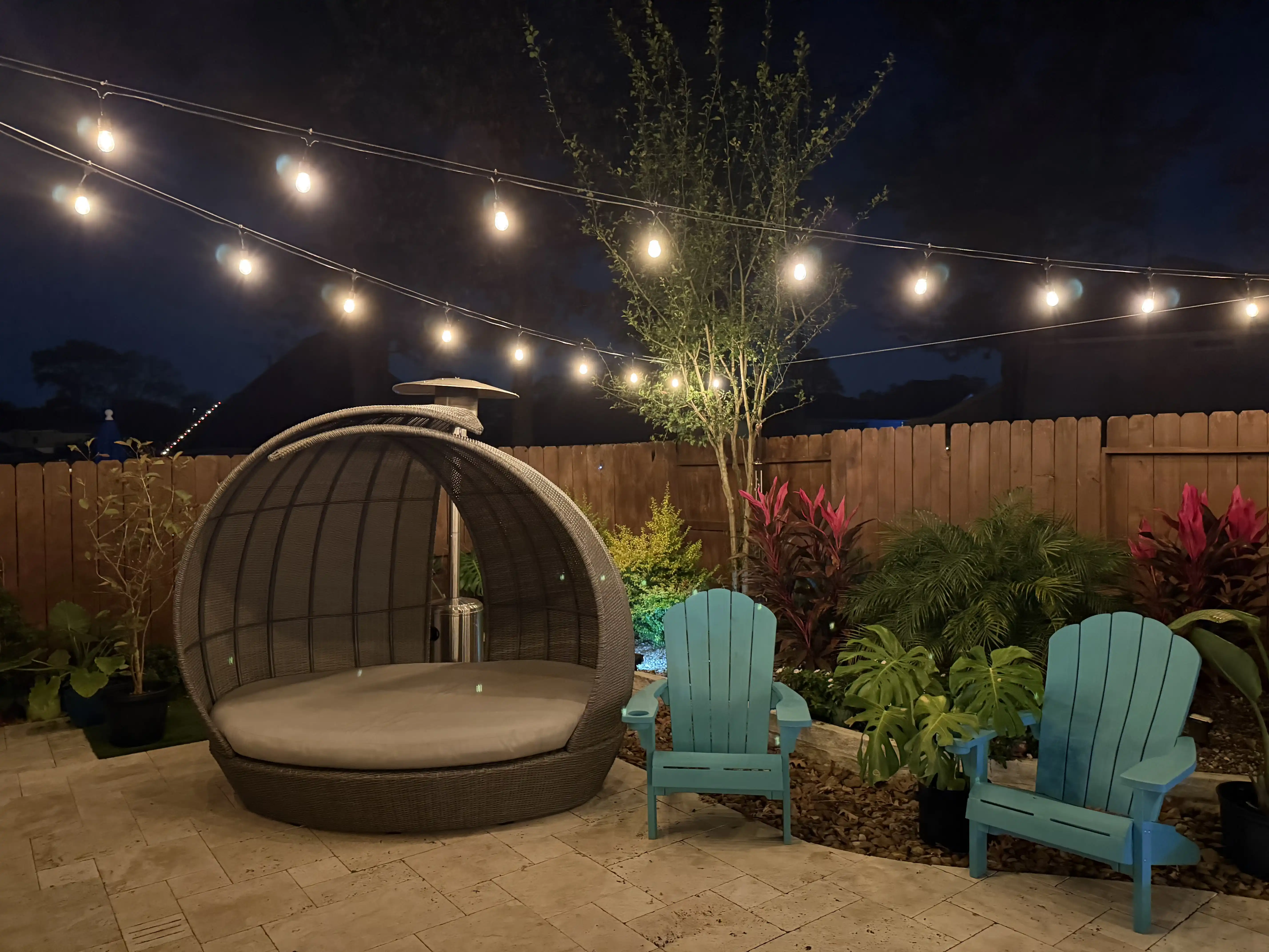 Patio String Lighting installation in Houston, Texas