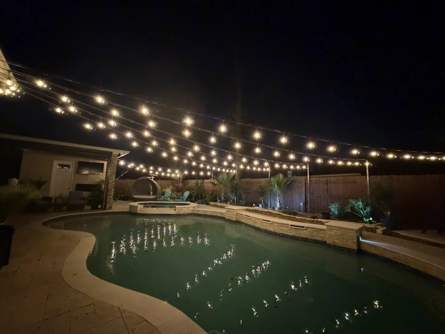 Patio String Lighting installation in Houston, Texas