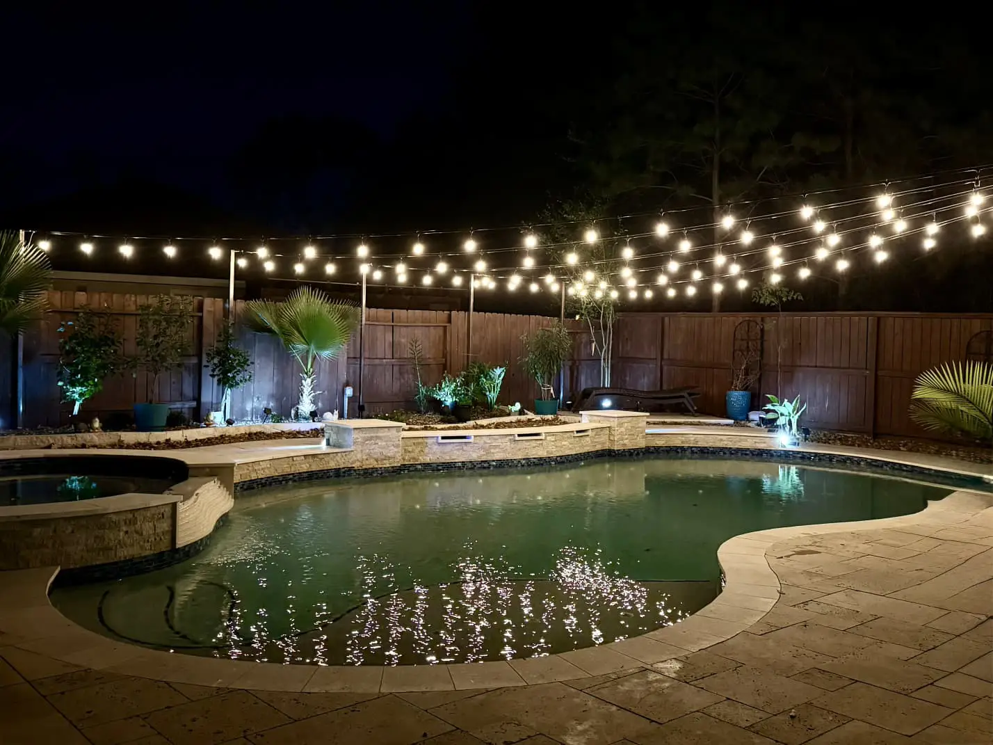 Patio String Lighting installation in Houston, Texas